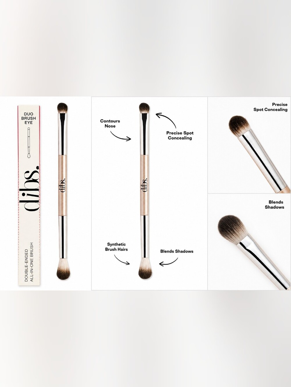 Dibs Double-Ended Eye Brush - Rose Gold and Silver
